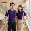 Áo thun đồng phục màu tím đậm phối tím nhạt