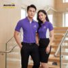 Áo thun đồng phục màu tím phối trắng