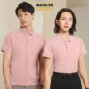 Áo thun đồng phục màu hồng phấn nhạt phối viền trắng