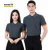 Áo thun đồng phục màu xám đậm phối bo tay màu cam