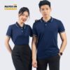 Áo thun đồng phục màu xanh navy đậm phối viền trắng (1)