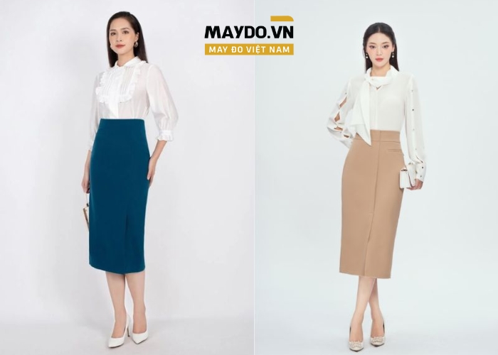 Mẫu chân váy bút chì dáng dài