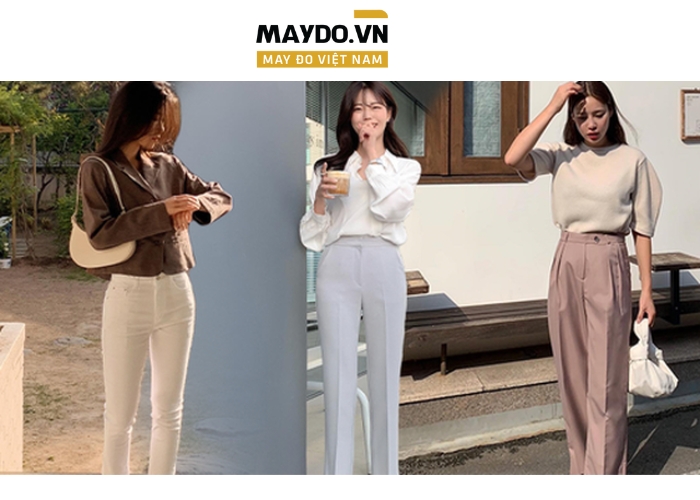 Mẫu may quần tây nữ đồng phục tôn dáng thanh lịch