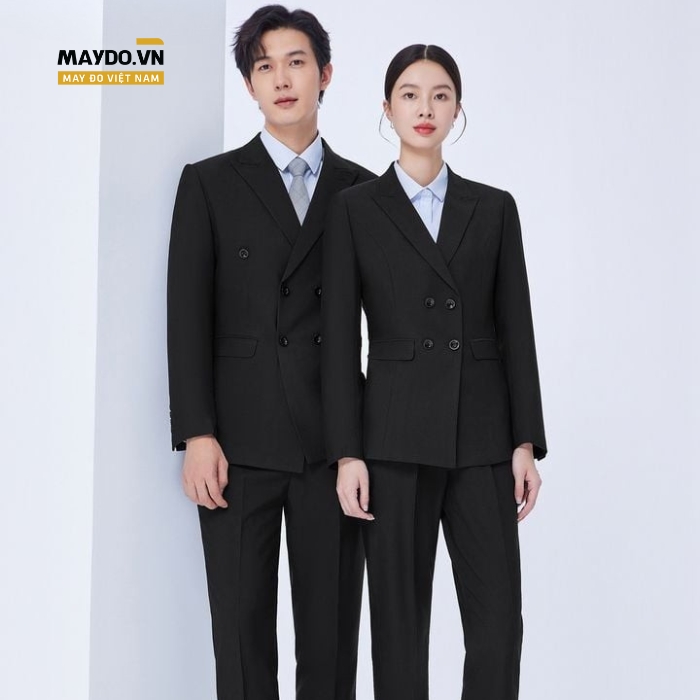 Mẫu vest đồng phục công sở nam nữ màu đen cao cấp